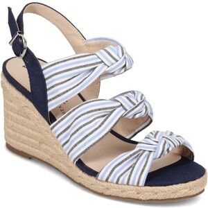 NEW LifeStride Women’s Talent Blue Stripe Wedge Sandal